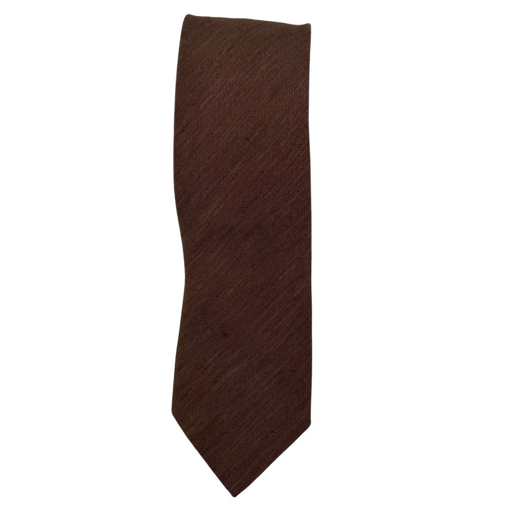 Charvet Necktie Mens  Brown Silk Linen Blend Made in France Textured Luxury Tie